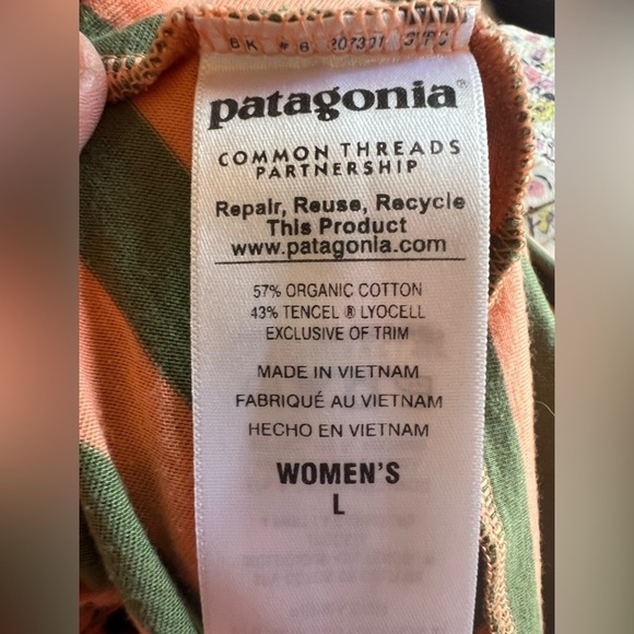 Vintage Y2K Patagonia orange green striped travel festival skirt L outdoor - Picture 4 of 8